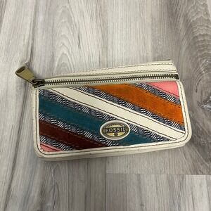 Fossil Cream Multi Patchwork Leather Wallet One Size